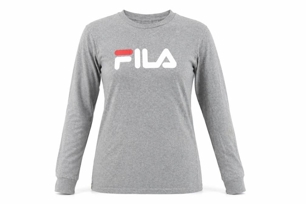 Fila Unisex Grey Long Sleeve Crew Neck T-Shirt