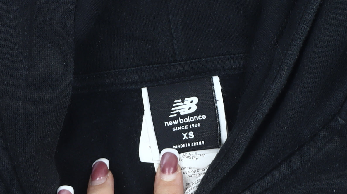 New Balance Men's XS Black Pullover Logo Hoodie