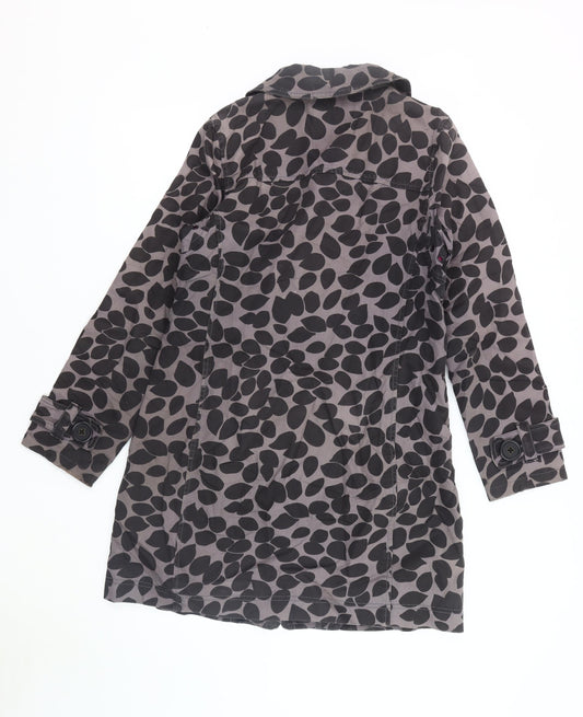 Boden Women’s Black Animal Print Trench Coat - Size 12