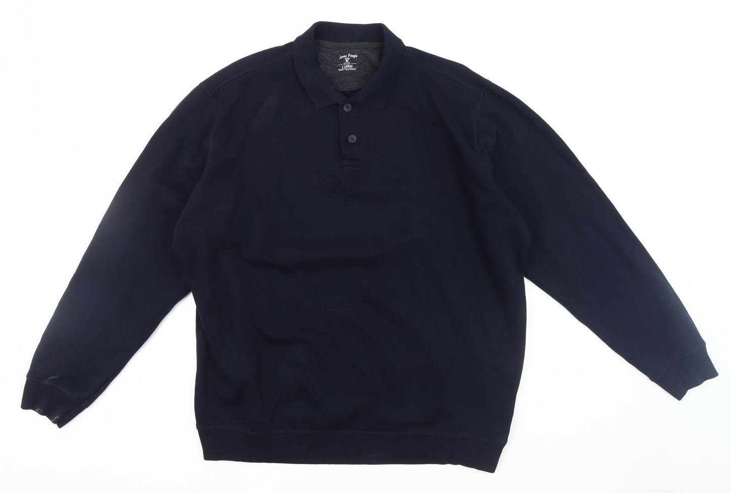 James Pringle Men's Black Long Sleeve Collared Sweatshirt XL