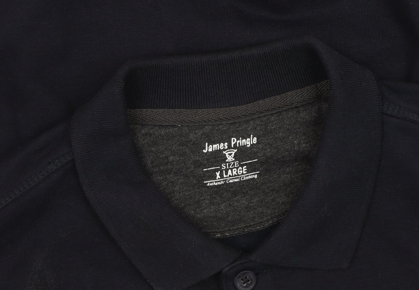 James Pringle Men's Black Long Sleeve Collared Sweatshirt XL