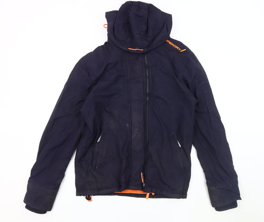 Superdry Men's Blue Windbreaker Jacket M Hooded