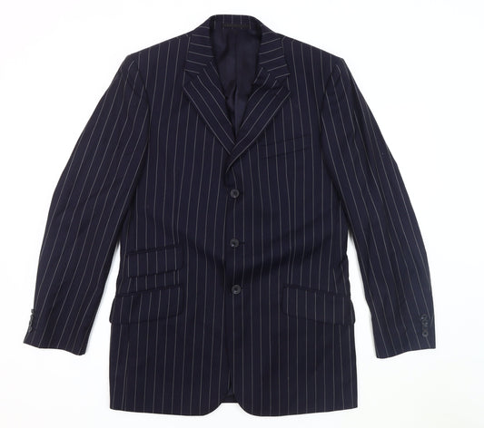 T.M. Lewin Men's Blue Striped Blazer 40L Classic