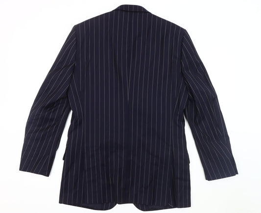 T.M. Lewin Men's Blue Striped Blazer 40L Classic