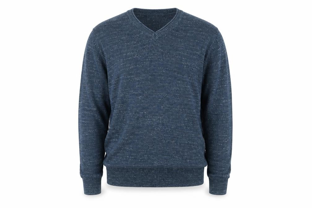 Front view of Mantaray Men's Blue Knit jumper, size S