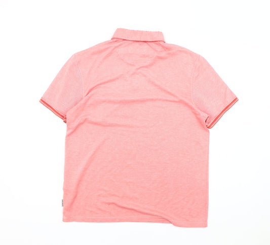 Ted Baker Men's Pink Polo Shirt L Solid Button-Down New