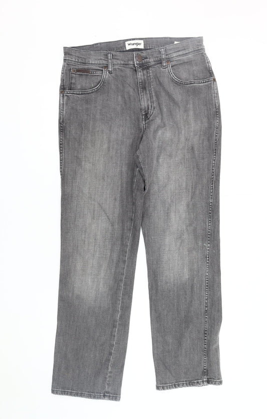 Wrangler Men's Grey Straight Jeans, Size 32, Regular Fit