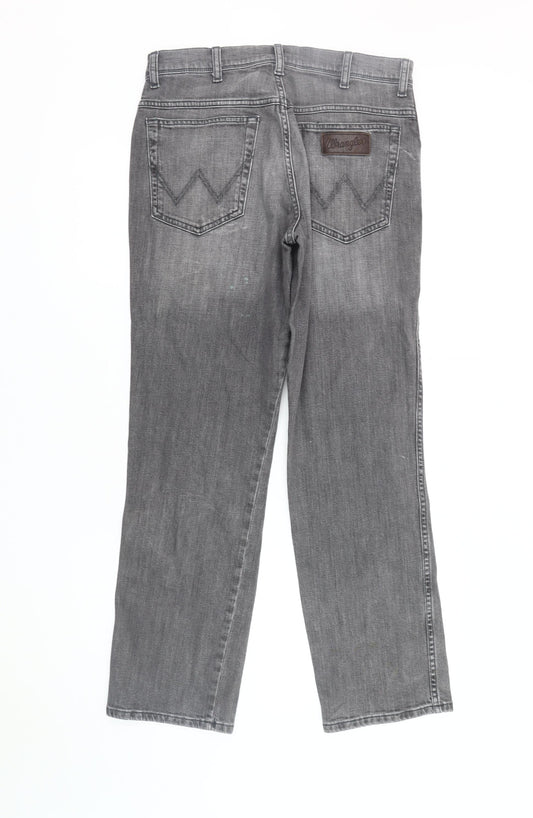 Wrangler Men's Grey Straight Jeans, Size 32, Regular Fit