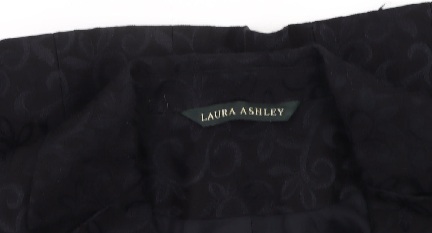 Laura Ashley Women's Black Floral Wool Blazer Size 10
