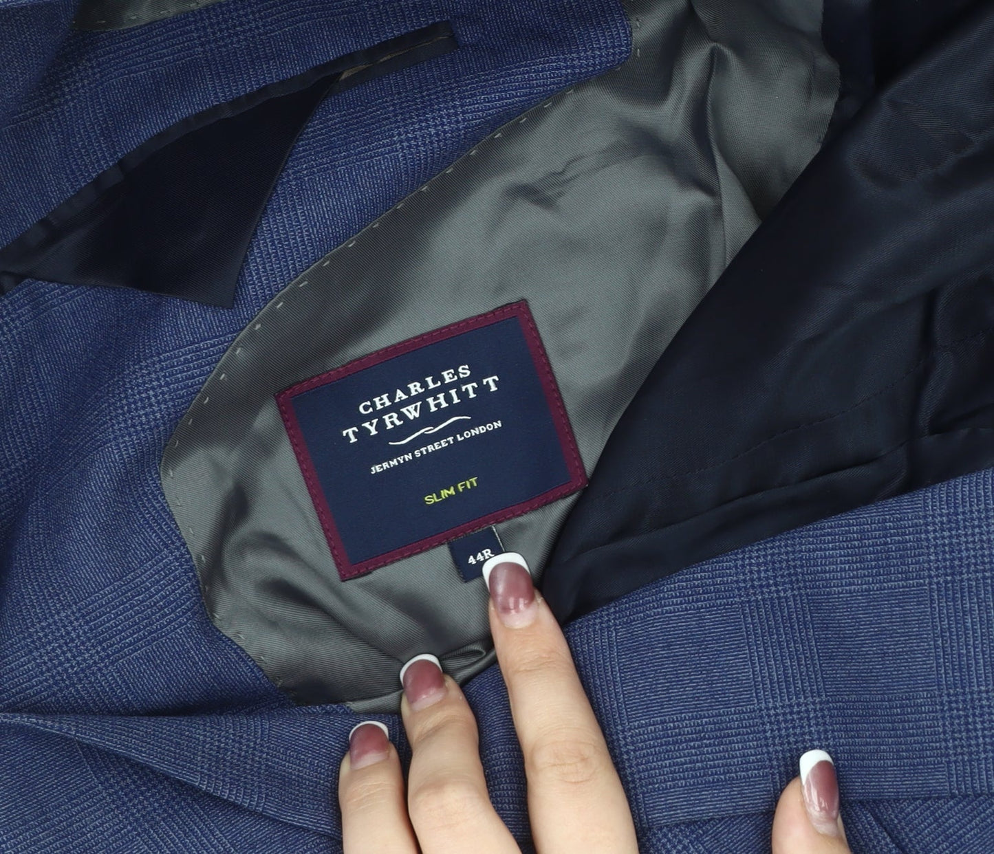Charles Tyrwhitt Men's Blue Check Blazer, Slim Fit 44R