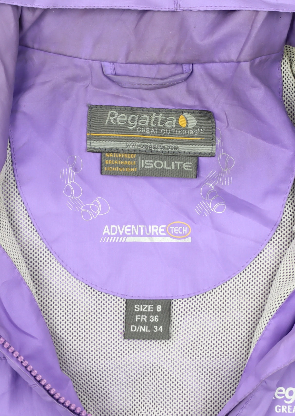 Regatta Women's Purple Rain Coat Size 8 Waterproof