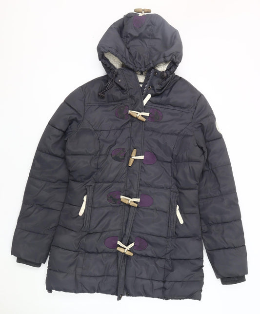 Superdry Unisex Black Puffer Jacket, Size S, Hooded Winter Coat