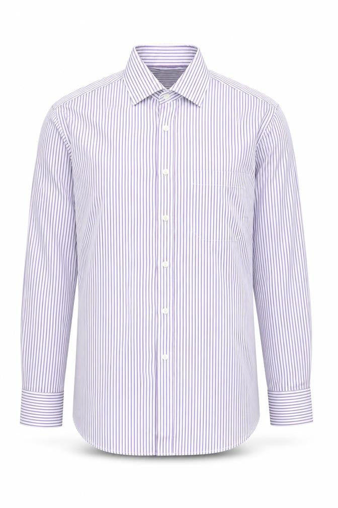 Marks and Spencer Men's Multicoloured Striped Shirt, Regular Fit, Size 16