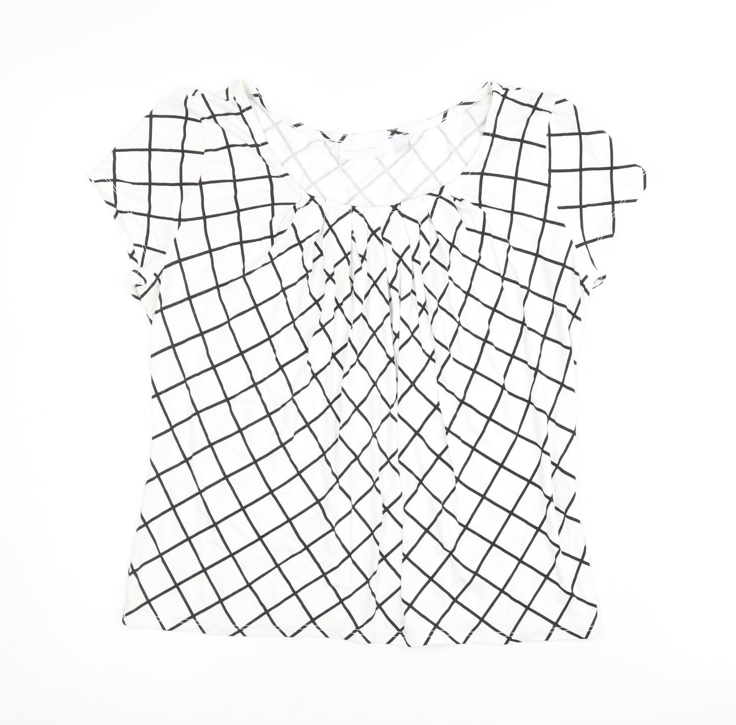 New York & Company Women's White Check T-Shirt M