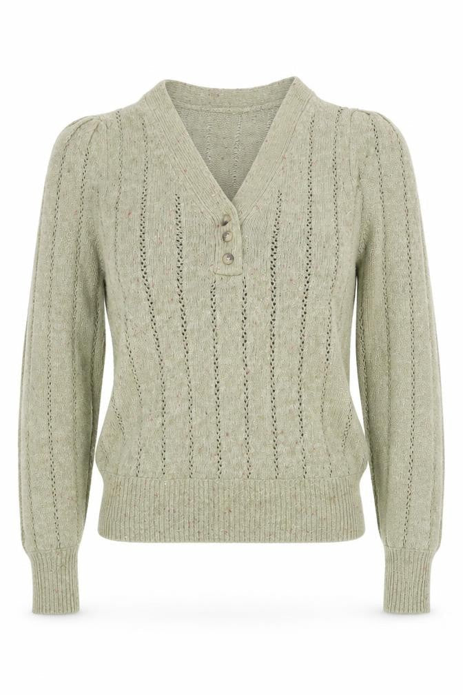 Marks and Spencer Women's Green Henley Jumper Size 6
