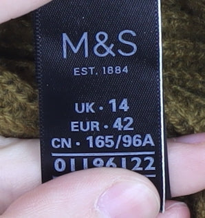 Marks and Spencer Women's Brown Roll Neck Jumper Size 14