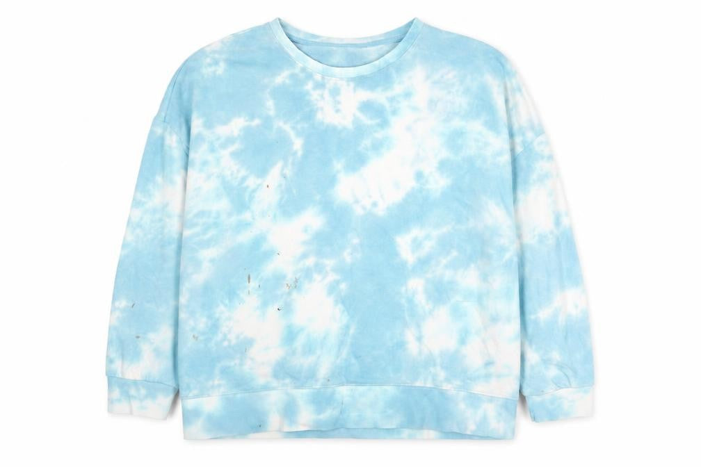 Front view of Dunnes Women's Blue Tie-Dye Pullover Sweatshirt 2XL