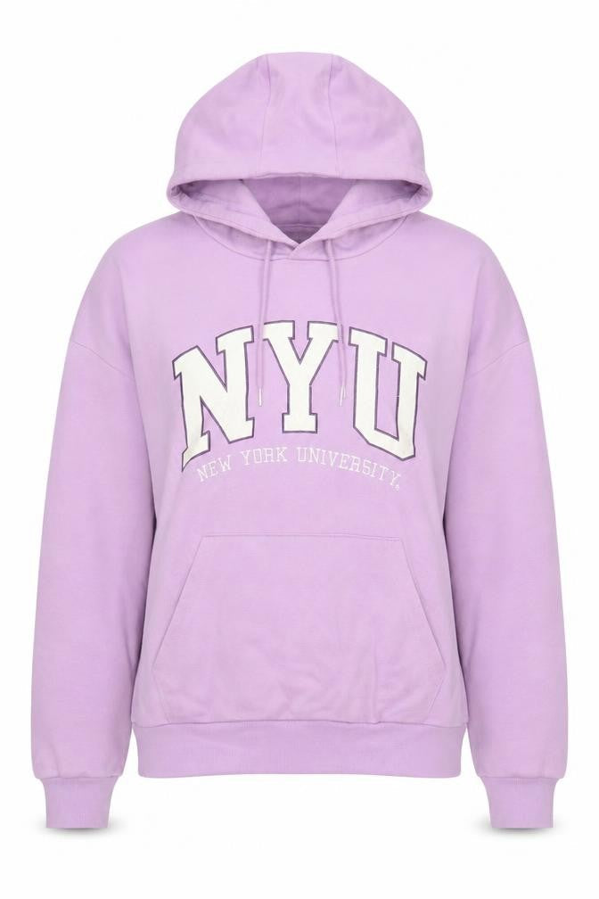 NYU Womens Purple Pullover Hoodie S