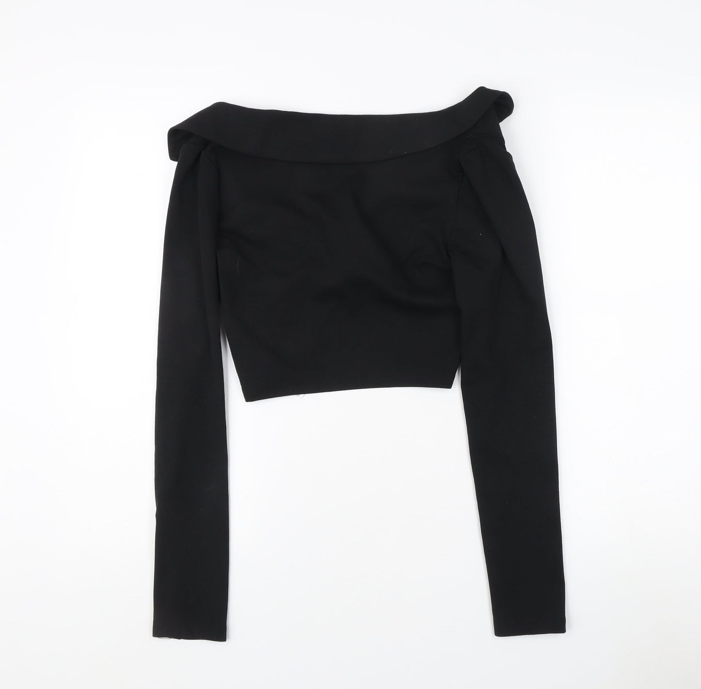 Zara Women's Black Off Shoulder Cropped Blouse Size 12