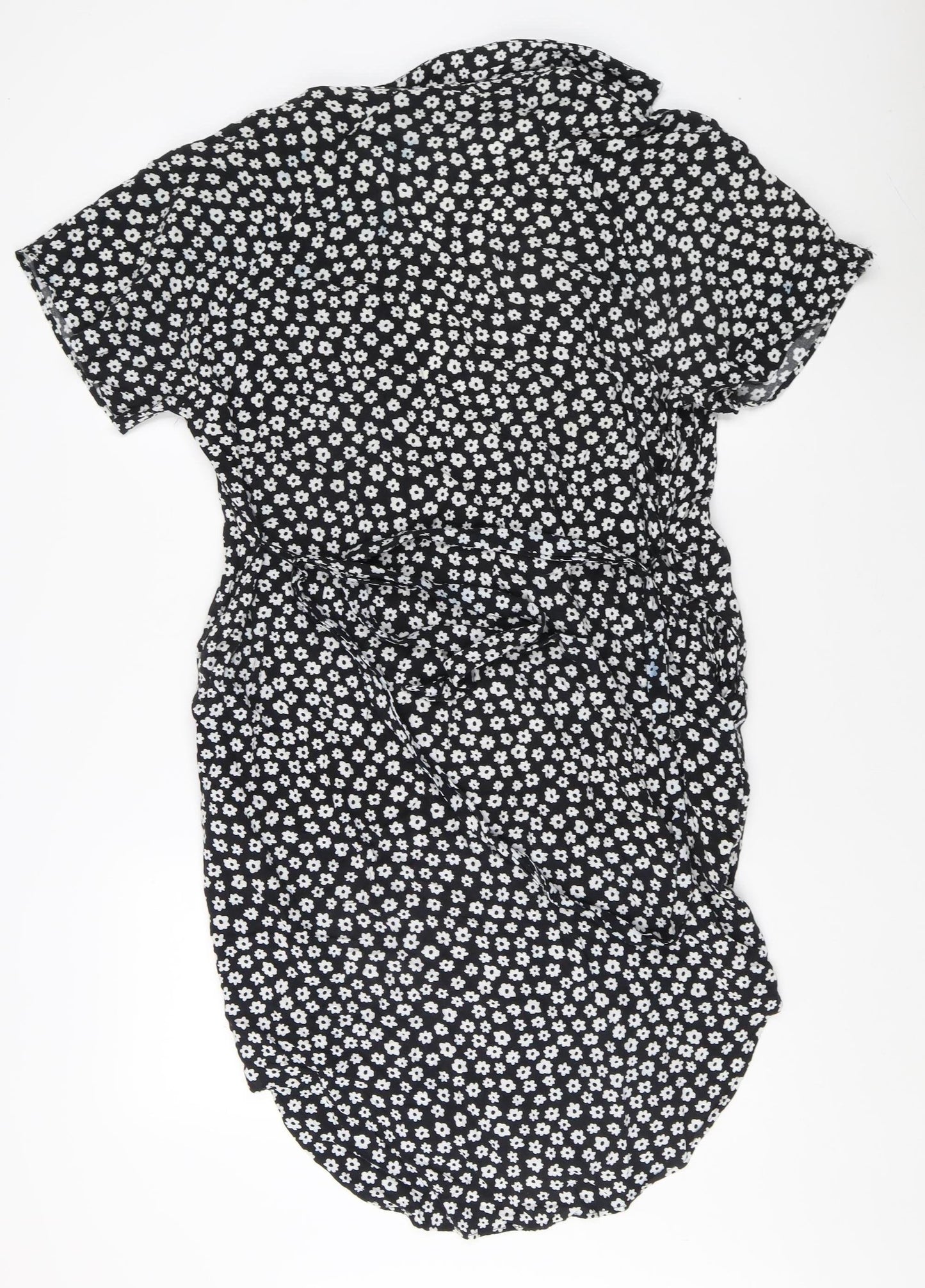 Monki Women's Black Floral Wrap V-Neck Top XS