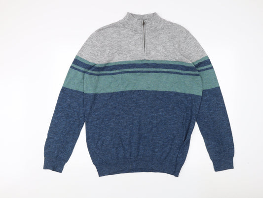 M&Co Men's Multicoloured 1/4 Zip Sweatshirt L