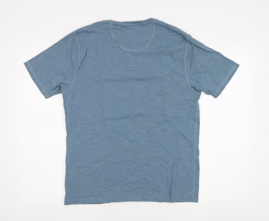 Marks and Spencer Men's Blue Graphic T-Shirt, Size S, Cotton