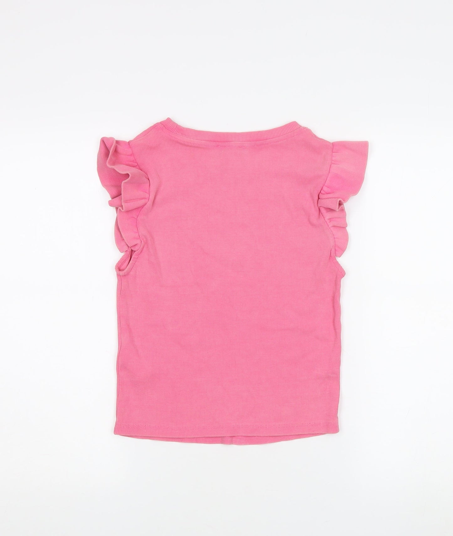 Zara Women's Pink Ruffle Sleeveless T-Shirt M