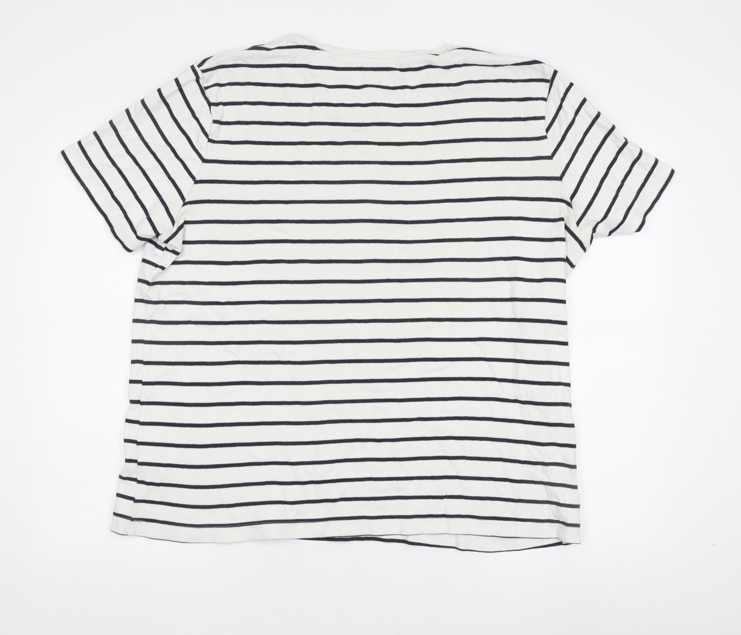 Marks and Spencer Women White XL Striped T-Shirt
