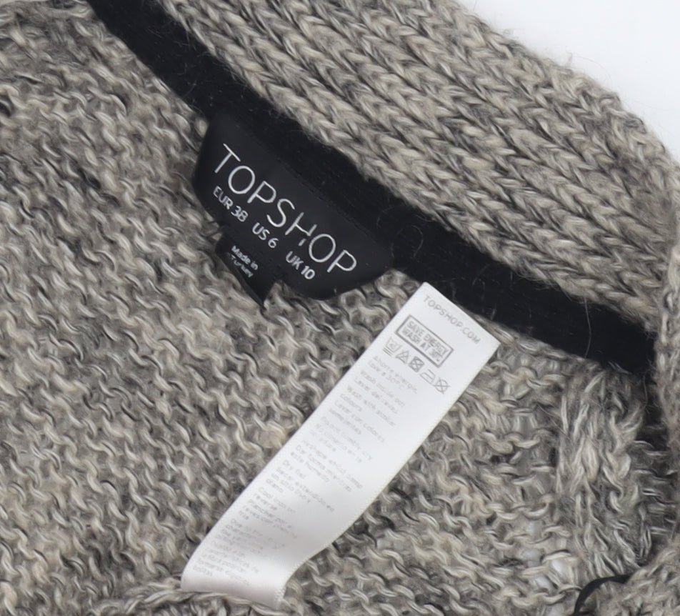 Topshop Women's Grey Chunky Open Front Cardigan UK 10