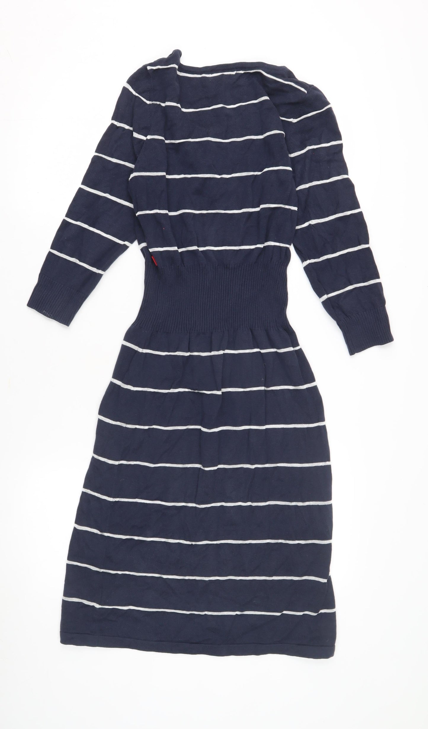 Jackpot Women's Blue Sheath Dress, S, Striped, 3/4 Sleeve