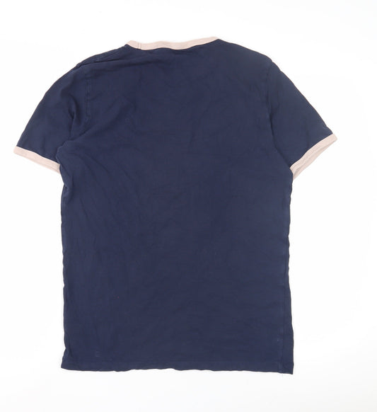 Next Men's Blue Crew Neck Logo T-Shirt, Size M