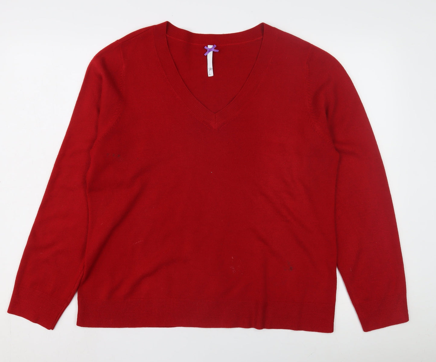 BHS Women's Red V-Neck Pullover Jumper, Size 20