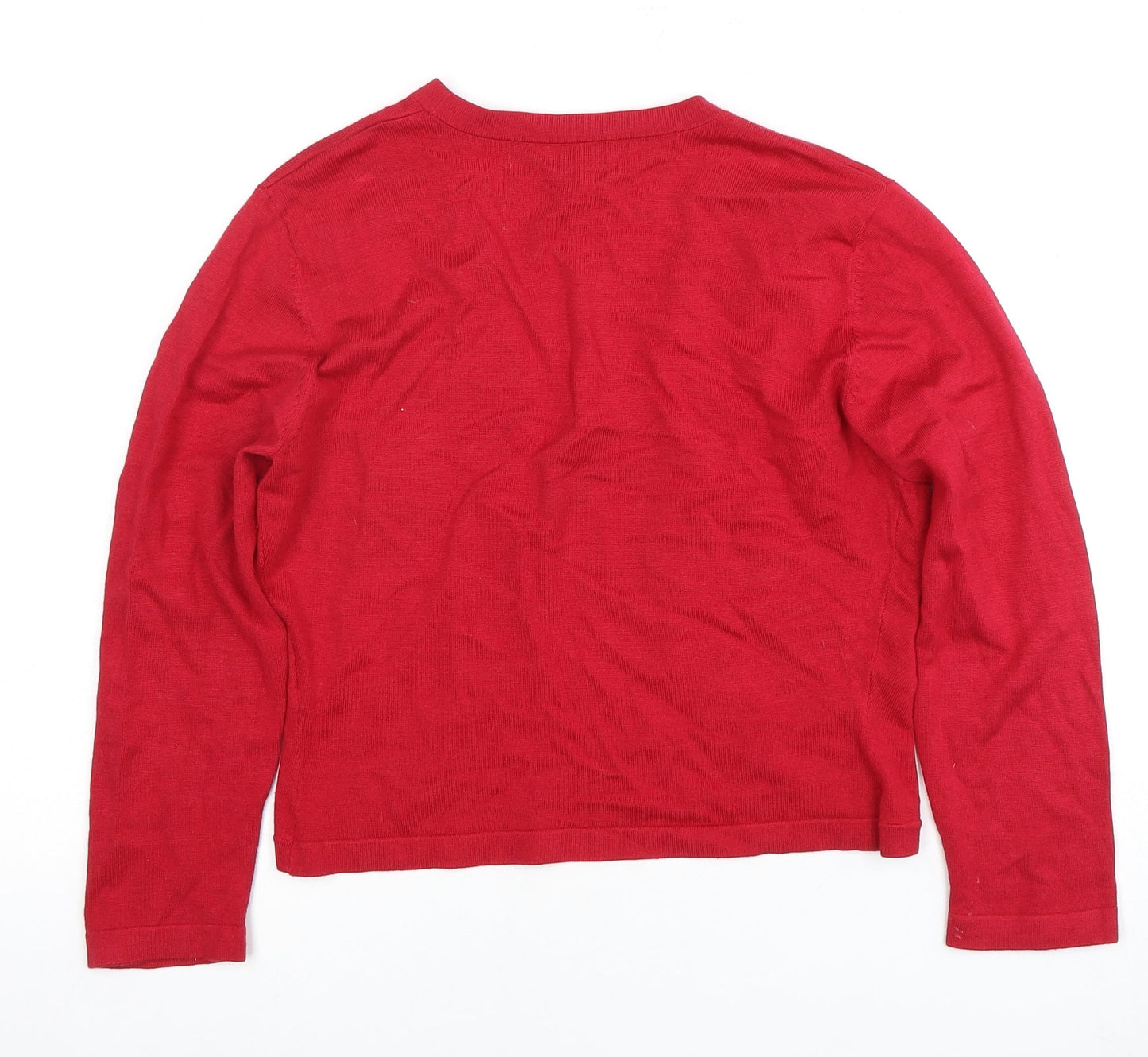 Hobbs Women's Red Cardigan UK 12 Silk Blend Casual