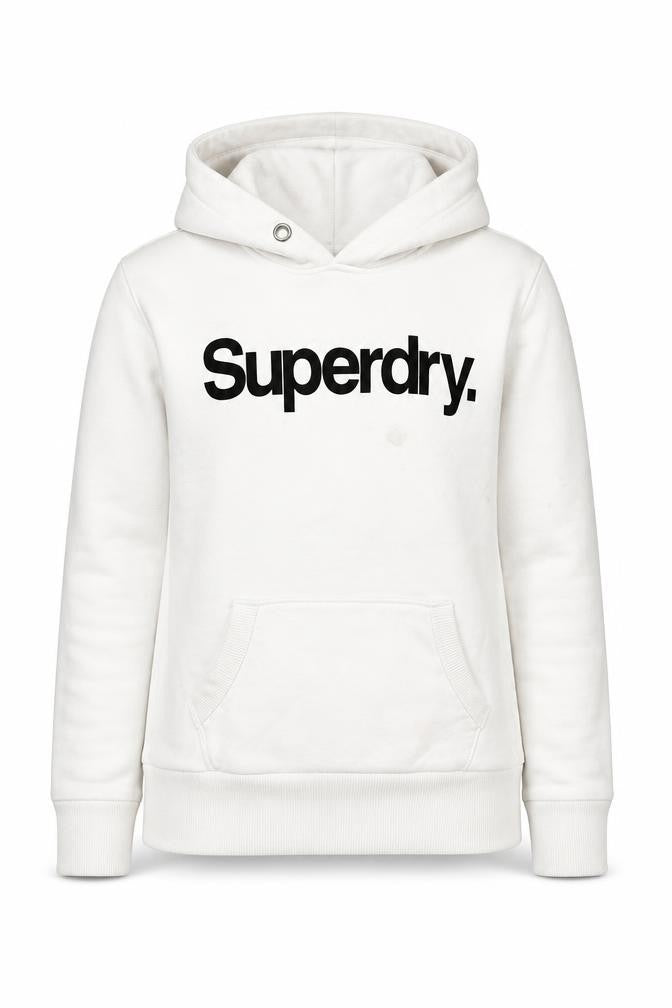 Womens UK 12 Regular Superdry White Pullover Hoodie