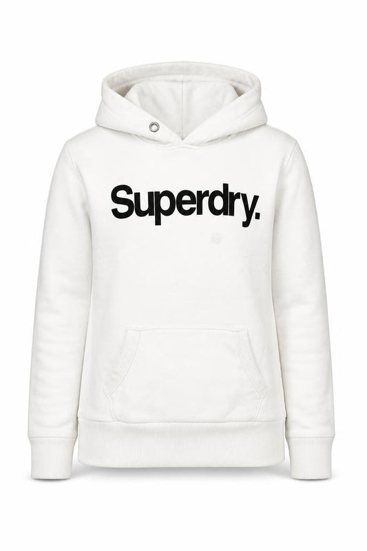 Womens UK 12 Regular Superdry White Pullover Hoodie