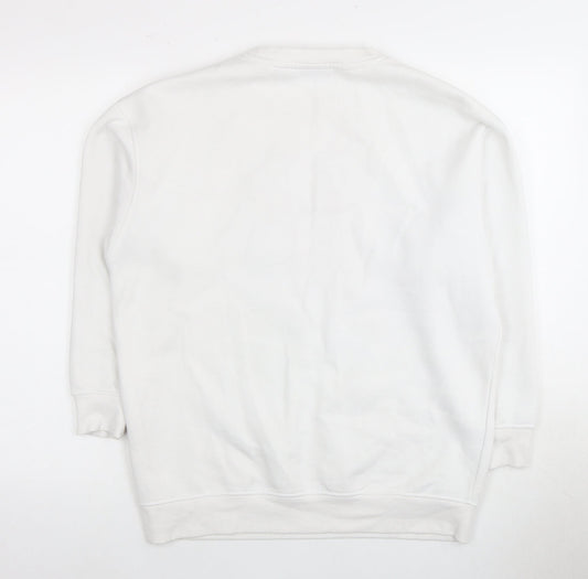 White Pullover Sweatshirt, Unisex 2XS, Graphic Print, Casual