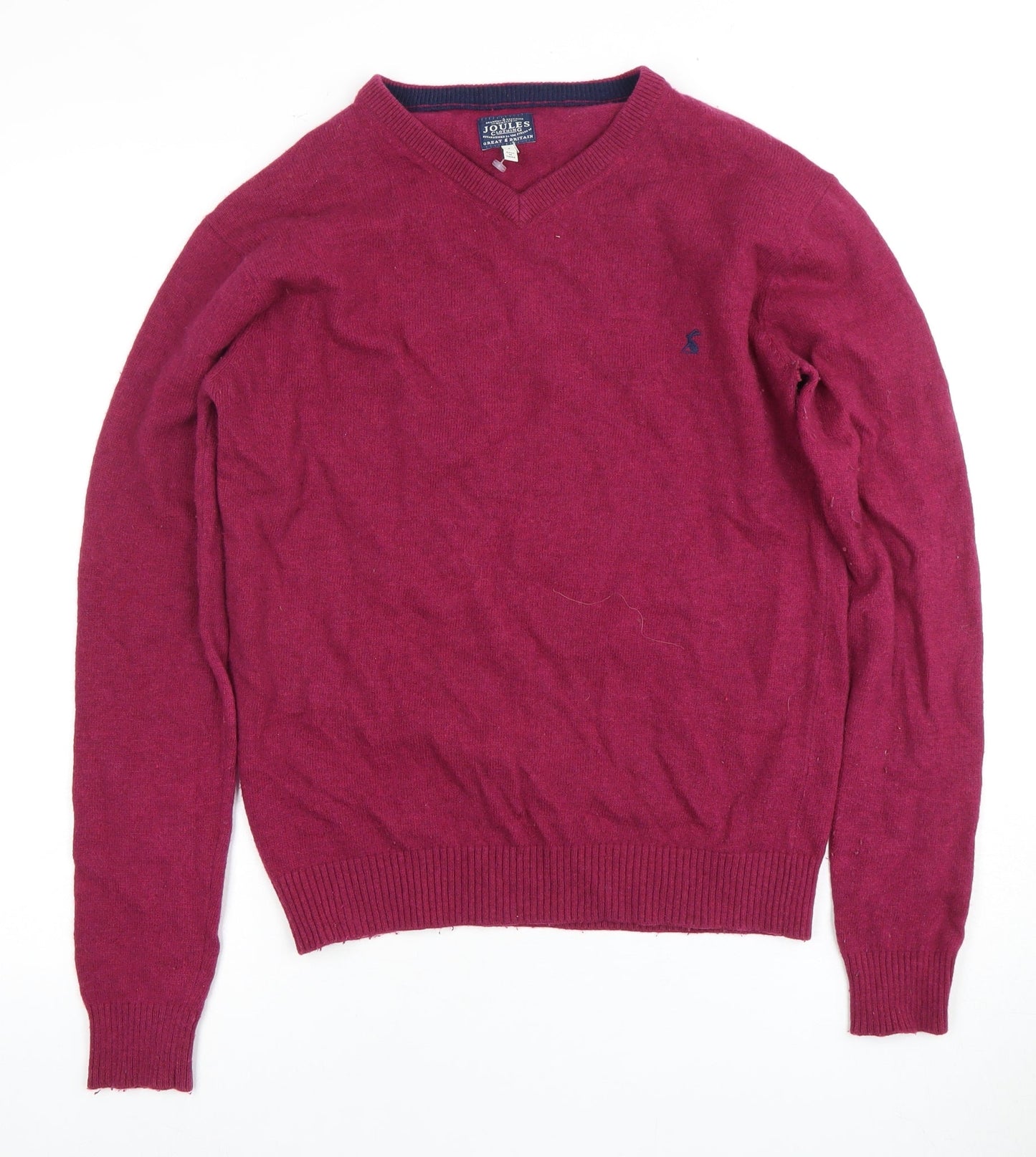Joules Unisex Red V-Neck Pullover Jumper S
