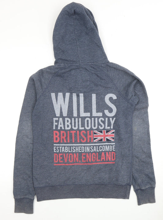 Jack Wills Women's Blue Full Zip Hoodie Size 8