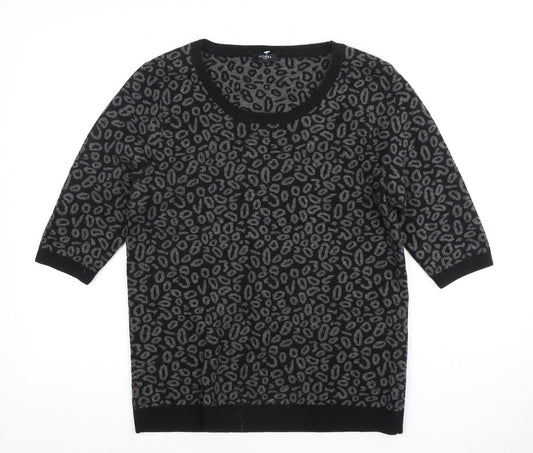 Hobbs Women's Black Animal Print Pullover Jumper Size 16