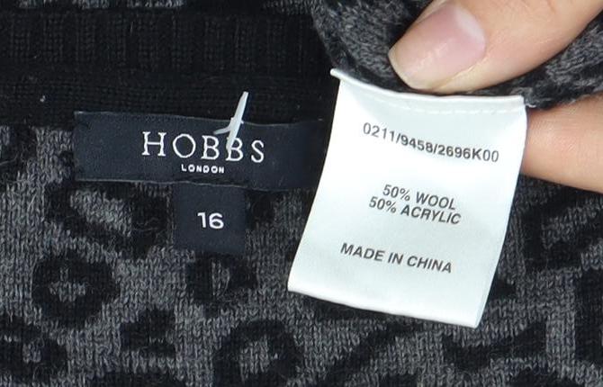 Hobbs Women's Black Animal Print Pullover Jumper Size 16