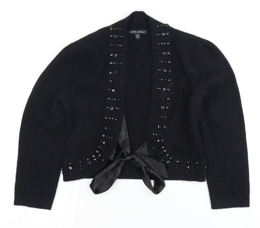 Laura Ashley Women's Black Cardigan Size 8 Beaded Bow