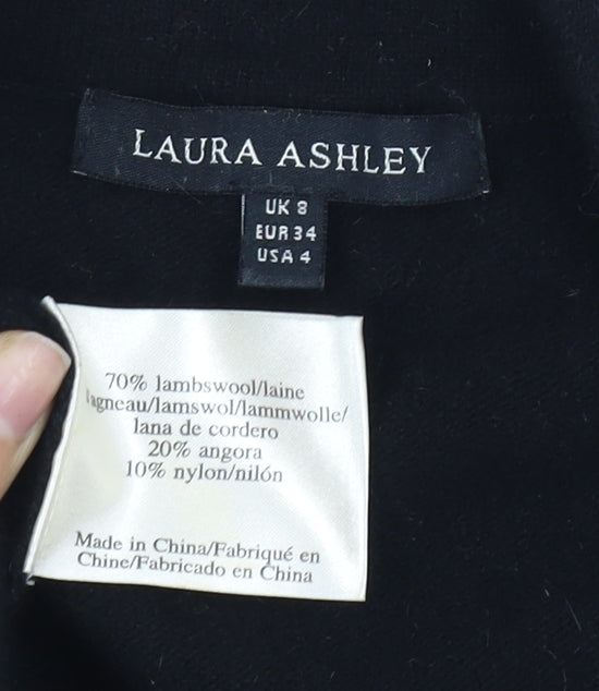 Laura Ashley Women's Black Cardigan Size 8 Beaded Bow