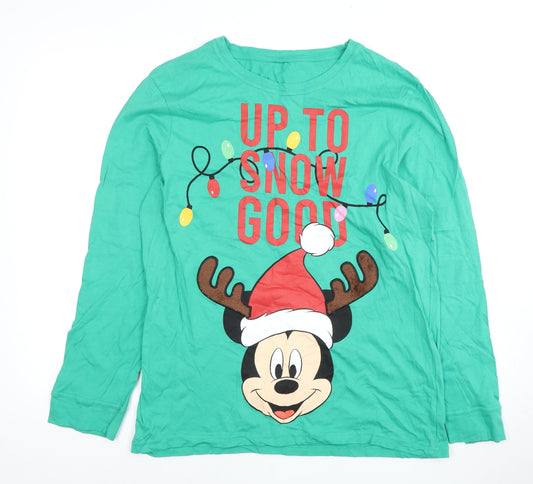 Disney Men's Green Mickey Mouse Christmas T-Shirt L