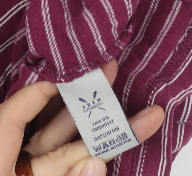 Crew Clothing Co. Unisex Red Striped T-Shirt, L