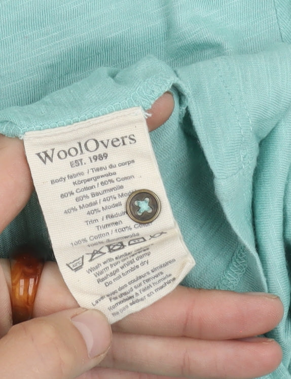 WoolOvers Women's Blue V-Neck Blouse M Long Sleeve