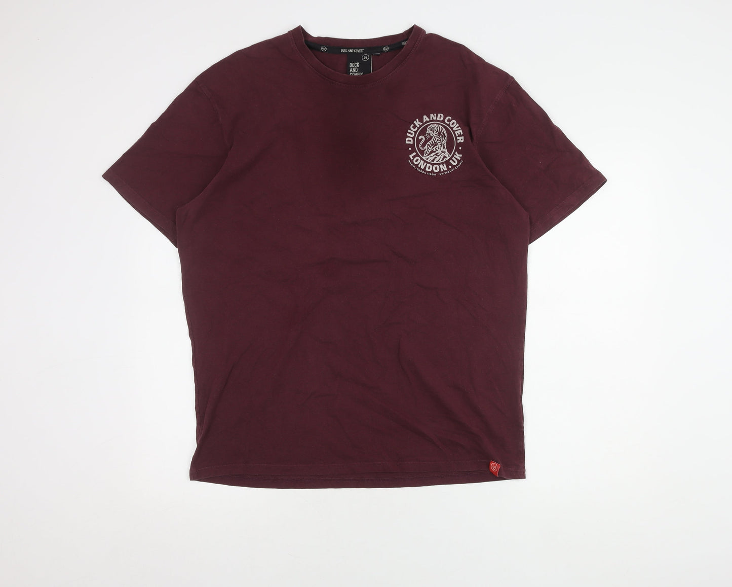 Duck And Cover Men's Red XXL Logo Crew Neck T-Shirt