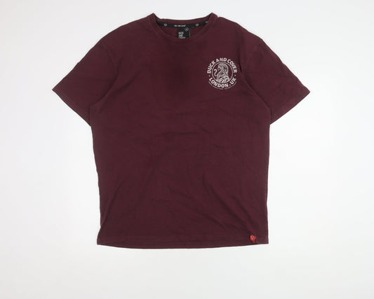 Duck And Cover Men's Red XXL Logo Crew Neck T-Shirt