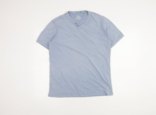 FatFace Men's Blue Cotton V-Neck T-Shirt, Size M