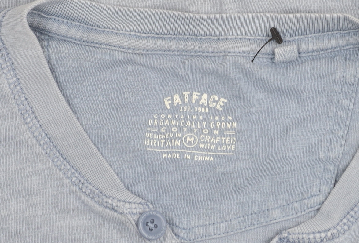 FatFace Men's Blue Cotton V-Neck T-Shirt, Size M