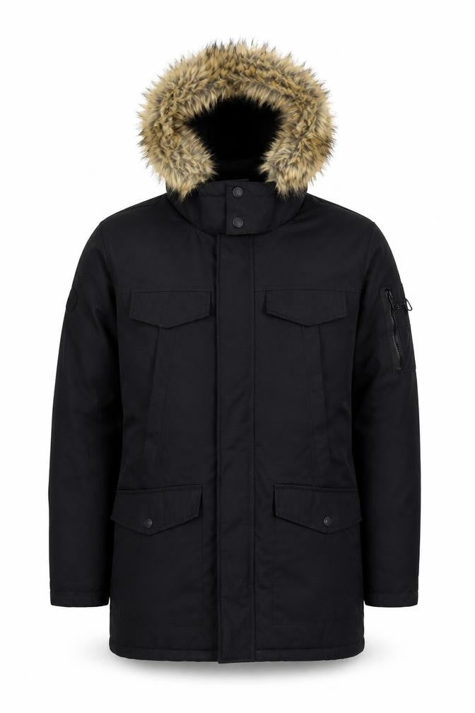 Threadbare Men's Black Parka Jacket S - Winter Essential